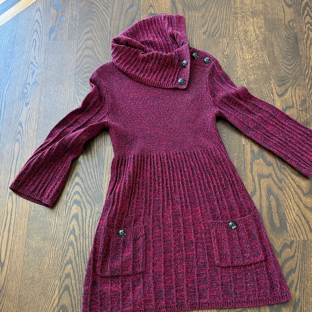 Style & Co. Maroon Cowl Neck Sweater Dress